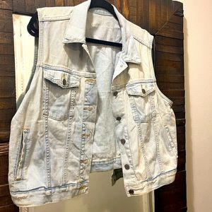 Gap 1969 Light Indigo Icon Denim Jean Trucker Vest Festival Vest Women's XXL